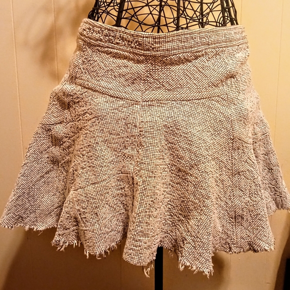 Free People Size 12 mini skirt white with black lines - Picture 1 of 4